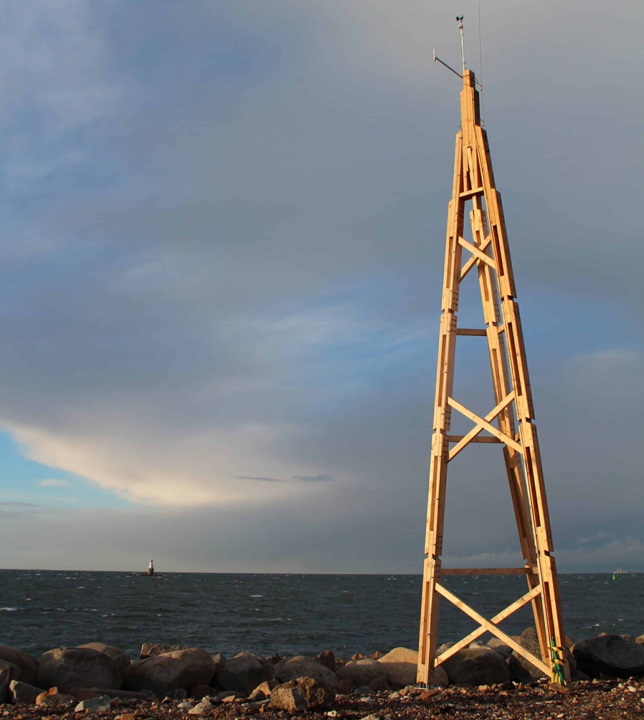 Dali wooden tower for wind turbines installed in Västra Hamnen, Malmö