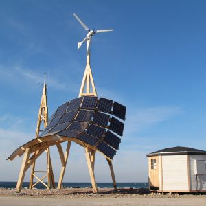 Giraffe 2.0 wind solar power station with wooden construction Malmö