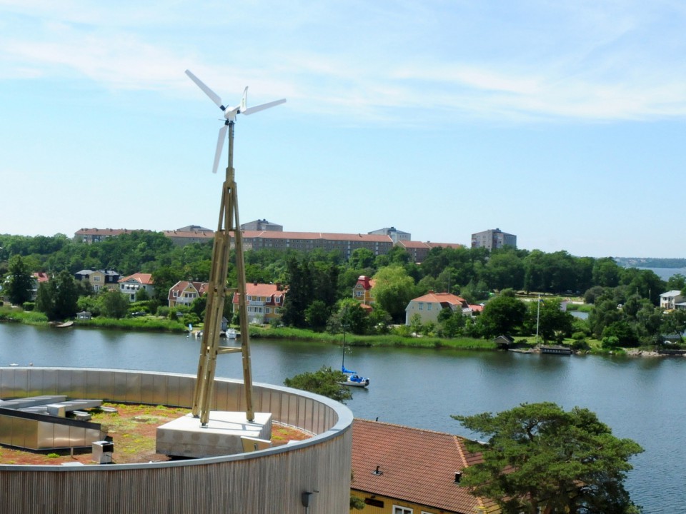 Dali Performance small wind turbine installed on the roof of Blekinge Tekniska Högskola BTH in Karlskrona