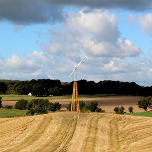 Dalifant small wind turbine 11 kW on a wooden tower on a field