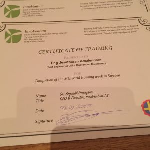 certificates - microgrid projects